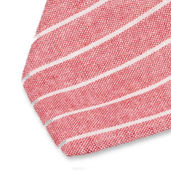 Gestreifte Krawatte aus Leinen - Rot-Weiß (2)