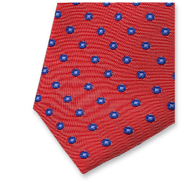 Schmale rote Krawatte mit blauen Punkten (2)