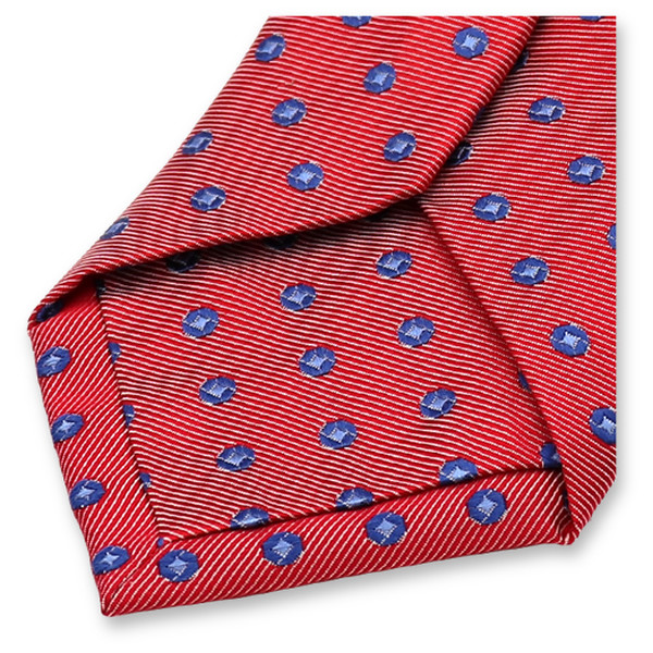 Schmale rote Krawatte mit blauen Punkten (3)