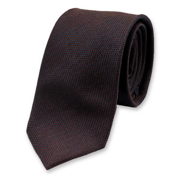 Schmale Strukturkrawatte - Dunkelblau-Braun (1)
