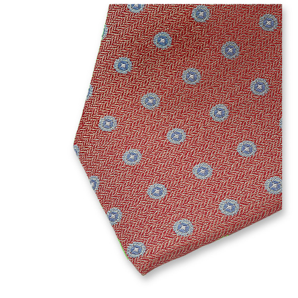 Schmale orange-rote Krawatte – Kreismuster (2)