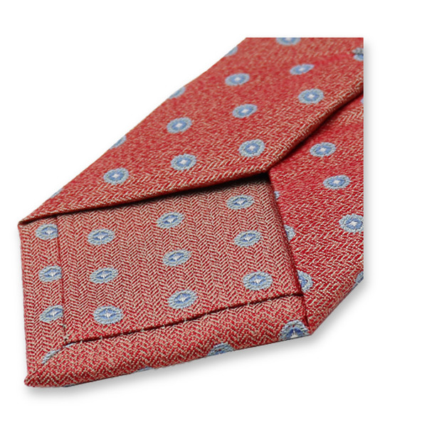 Schmale orange-rote Krawatte – Kreismuster (3)