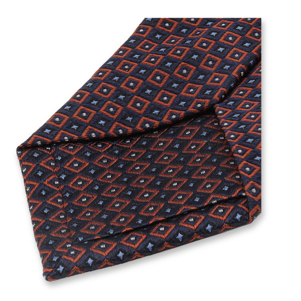 Schmale dunkelblaue Krawatte mit rotem Muster (2)