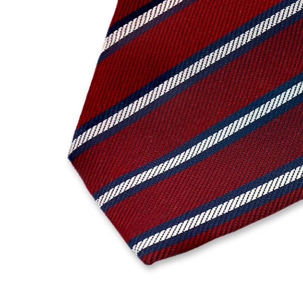 Dunkelrote Krawatte weiß-blaue Streifen (2)