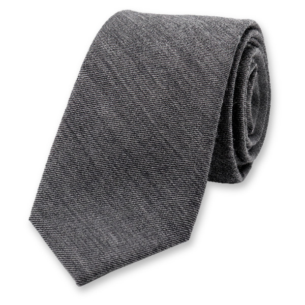 Schmale Krawatte aus Wollstruktur in Dunkelgrau (1)