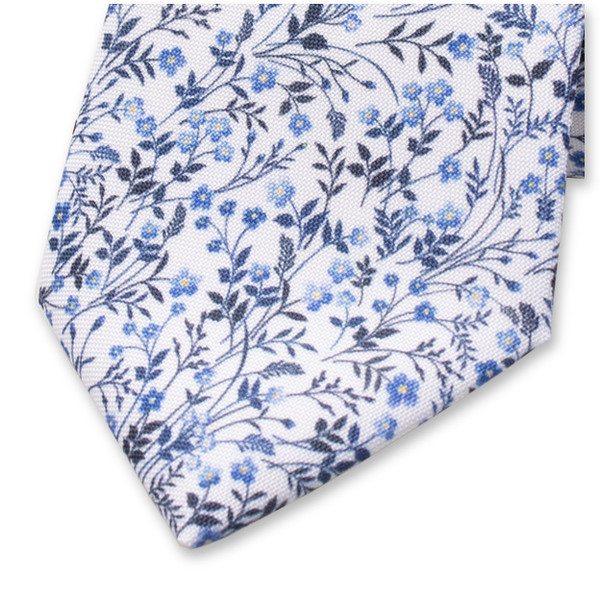 Blau-weiße Krawatte mit Blumenmuster (2)
