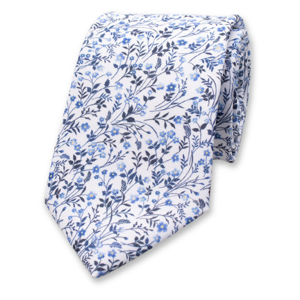 Blau-weiße Krawatte mit Blumenmuster (1)