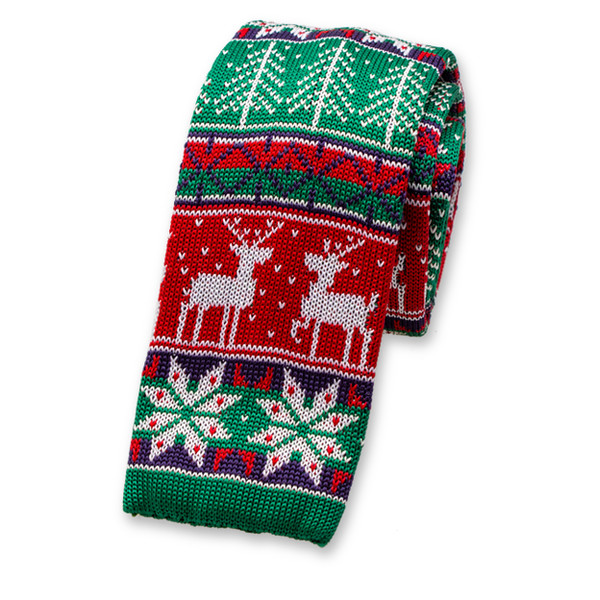 Weihnachtskrawatte grün/ rot/ weiß (1)
