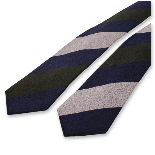 Blockstreifen-Krawatte Dunkelblau - Grün - Grau (2)