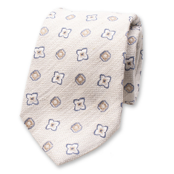 Offwhite Krawatte Klassisches Muster - Italienische Seide (1)
