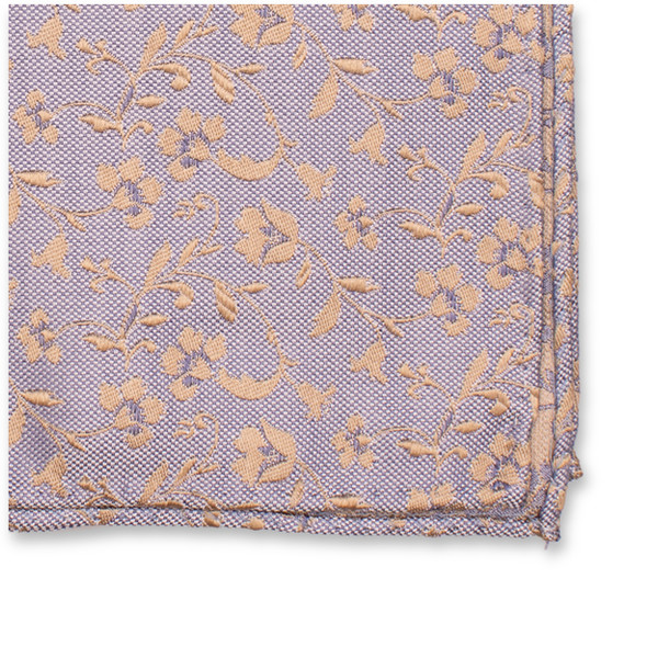 Hellblaues Luxus-Einstecktuch - Beige Blumen (2)