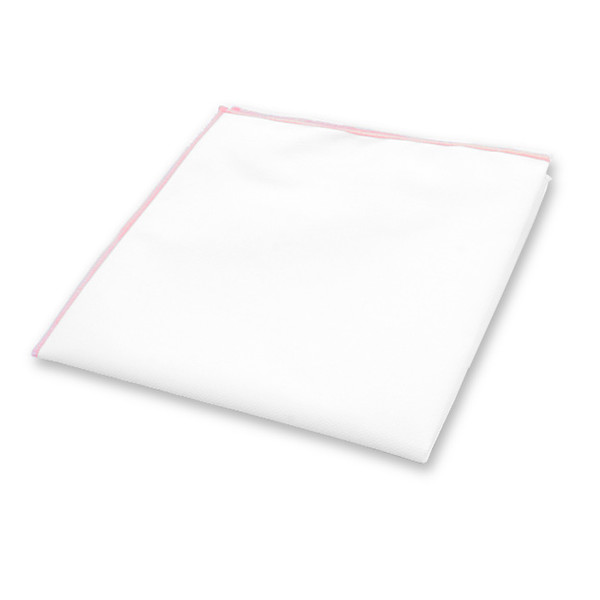 Weißes Einstecktuch – rosafarbenes Detail (1)