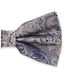 Beige Luxusschleife - Dunkelblaues Paisley - Thumbnail 2