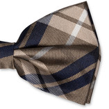 Karierte Herrenfliege beige/ navy - Thumbnail 2