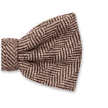 Braune Fliege mit Fischgrätenmuster – Wolle - Thumbnail 2