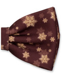 Weihnachtsfliege Bordeauxrot - Goldene Schneesterne - Thumbnail 2