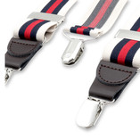 Ecru - dunkelblau gestreifte Hosenträger   - Thumbnail 2