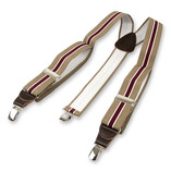 Beige/ bordeaux gestreifte Hosenträger - Thumbnail 3