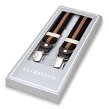 Schmale schwarz/braun gestreifte Hosenträger  - Thumbnail 1