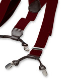 Burgunderfarbene Hosenträger mit Klammern - Thumbnail 2