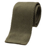 Olivgrüne Strickkrawatte - Seide - Thumbnail 1