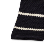 Gestrickte Krawatte Dunkelblau Weiß - Thumbnail 2