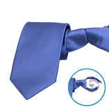 Clipkrawatte Blau - Rippenstruktur - Thumbnail 1