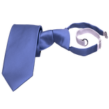 Clipkrawatte Blau - Rippenstruktur - Thumbnail 3