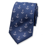 Marineblaues Krawattenmuster mit Anker - Thumbnail 1