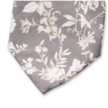 Hellgraue Krawatte mit Blumenmuster - Thumbnail 2