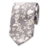 Hellgraue Krawatte mit Blumenmuster - Thumbnail 1