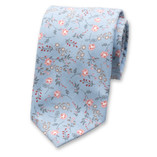 Hellblaue Krawatte mit feinem Blumenmuster - Thumbnail 1