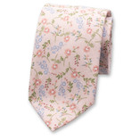 Hellrosa Krawatte mit feinem Blumenmuster - Thumbnail 1