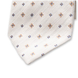 Offwhite Krawatte Feines Muster - Italienische Seide - Thumbnail 2