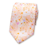 Pfirsichfarbene Krawatte - Blumen - Thumbnail 1