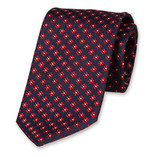 Luxus Krawatte Dunkelblau - Rotes Blumenmuster - Thumbnail 1