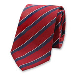 Luxus Gestreifte Krawatte Rot - Blau - Thumbnail 1