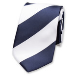 Krawatte Breite Streifen - dunkelblau/weiß - Thumbnail 1