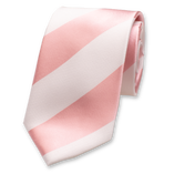 Krawatte Breite Streifen - rosa weiß - Thumbnail 1