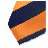 Krawatte Breite Streifen - dunkelblau orange - Thumbnail 2
