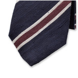 Dunkelblau - Bordeaux gestreifte Krawatte - Italienische Seide - Thumbnail 2