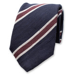 Dunkelblau - Bordeaux gestreifte Krawatte - Italienische Seide - Thumbnail 1