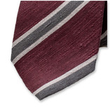 Bordeaux - Grau gestreifte Krawatte - Italienische Seide - Thumbnail 2