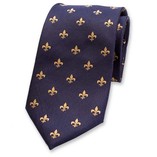 Dunkelblaue Luxuskrawatte - Fleur de Lys - Thumbnail 1
