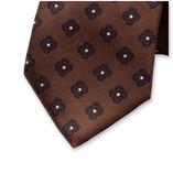 Braune Luxuskrawatte mit Blumenmuster - Thumbnail 2
