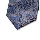 Dark Blue Luxury Tie Beige Paisley - Thumbnail 2