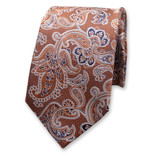 Braune Luxuskrawatte Hellblaues Paisleymuster - Thumbnail 1