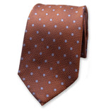 Rostbraune Luxuskrawatte Hellblaue Punkte - Thumbnail 1