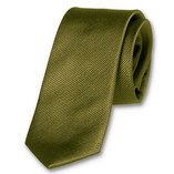 Schmale Krawatte Olivgrün - Thumbnail 1