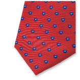 Schmale rote Krawatte mit blauen Punkten - Thumbnail 2